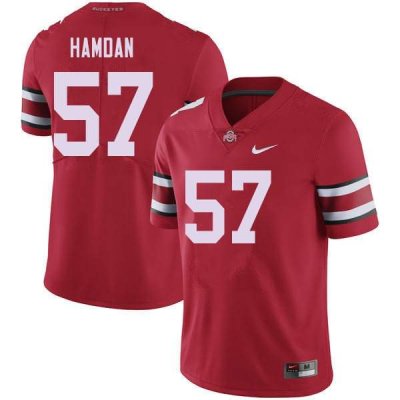 Men's Ohio State Buckeyes #57 Zaid Hamdan Red Nike NCAA College Football Jersey Official FYF6744HG